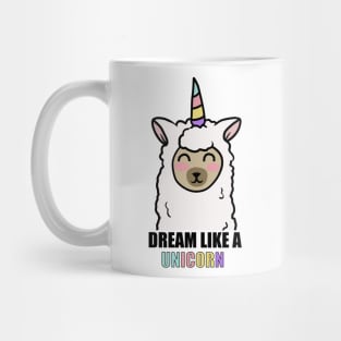 Dream Like a Unicorn Cute Llama Alpaca Mug